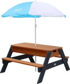AXI Nick Zand & Water Picknicktafel In Antraciet/Bruin - Parasol Blauw/Wit - Picknick Tafel Voor Kinderen Van Hout -Tuinmeubel Winkel 1000x1200 1