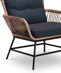 BUITEN Living Dex Wicker Loungestoel Tuin Incl. Wicker Voetenbank | Wicker + Aluminium | Bamboe Antraciet -Tuinmeubel Winkel 1002x1200