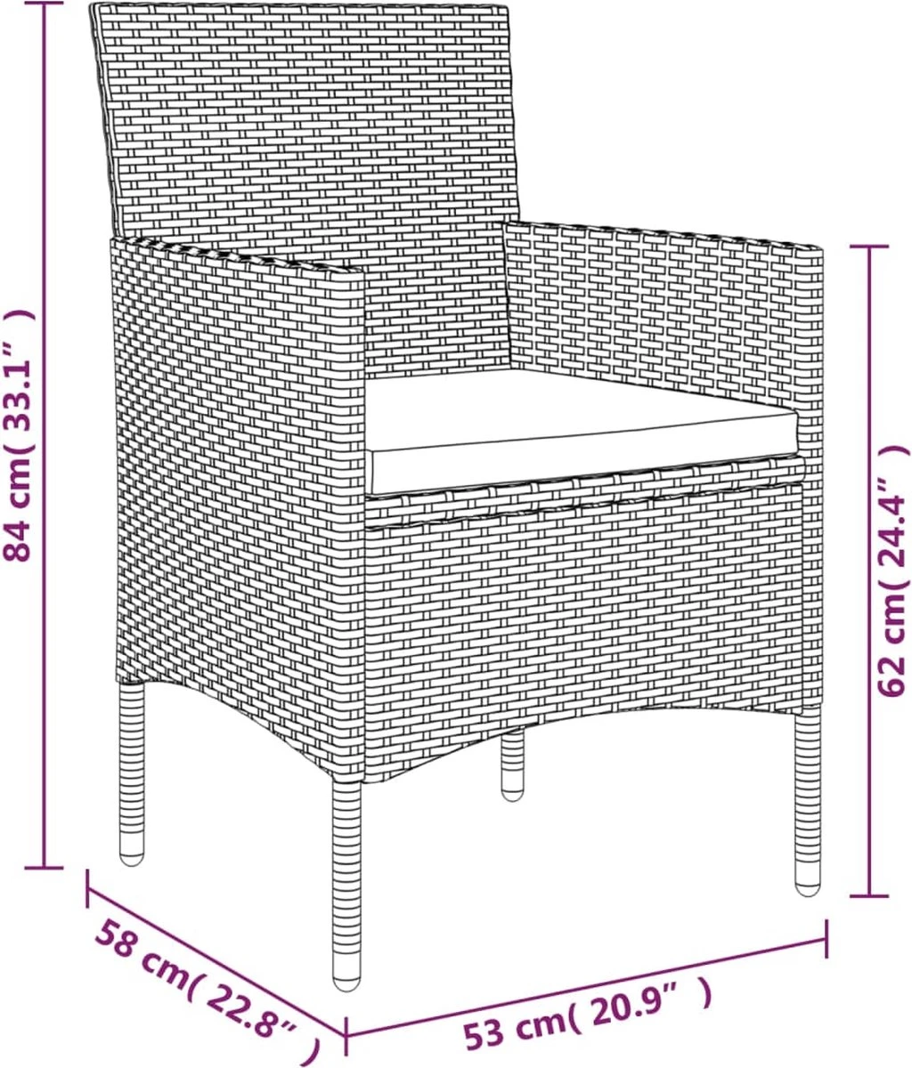 VidaXL 7-delige Tuinset Met Kussens Grijs En Zwart 4 VidaXL 7-delige Tuinset Met Kussens Grijs En Zwart - Afbeelding 4