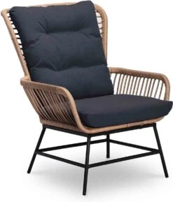 BUITEN Living Dex Wicker Loungestoel Tuin Incl. Wicker Voetenbank | Wicker + Aluminium | Bamboe Antraciet -Tuinmeubel Winkel 1025x1200