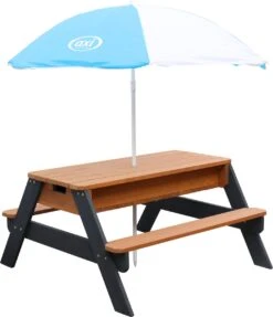 AXI Nick Zand & Water Picknicktafel In Antraciet/Bruin - Parasol Blauw/Wit - Picknick Tafel Voor Kinderen Van Hout -Tuinmeubel Winkel 1031x1200