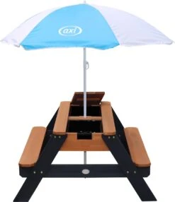 AXI Nick Zand & Water Picknicktafel In Antraciet/Bruin - Parasol Blauw/Wit - Picknick Tafel Voor Kinderen Van Hout -Tuinmeubel Winkel 1038x1200 1