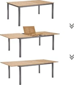 NATERIAL - Uitschuifbare Tuintafel ORIS - Uitschuifbare Tafel Voor 6 Tot 8 Personen - 180-240x100 Cm - Aluminium - Hout Eucalyptus -Tuinmeubel Winkel 1049x1200
