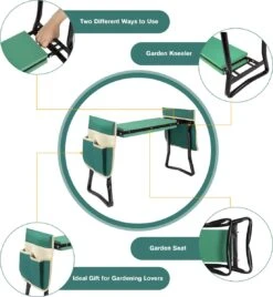 Uten - Kniebankje Tuin - Knie Steun - Tuinkruk Inklapbaar - Kniesteun Tuinieren - Kniekussen - Tot 150 Kg - Groen -Tuinmeubel Winkel 1104x1200