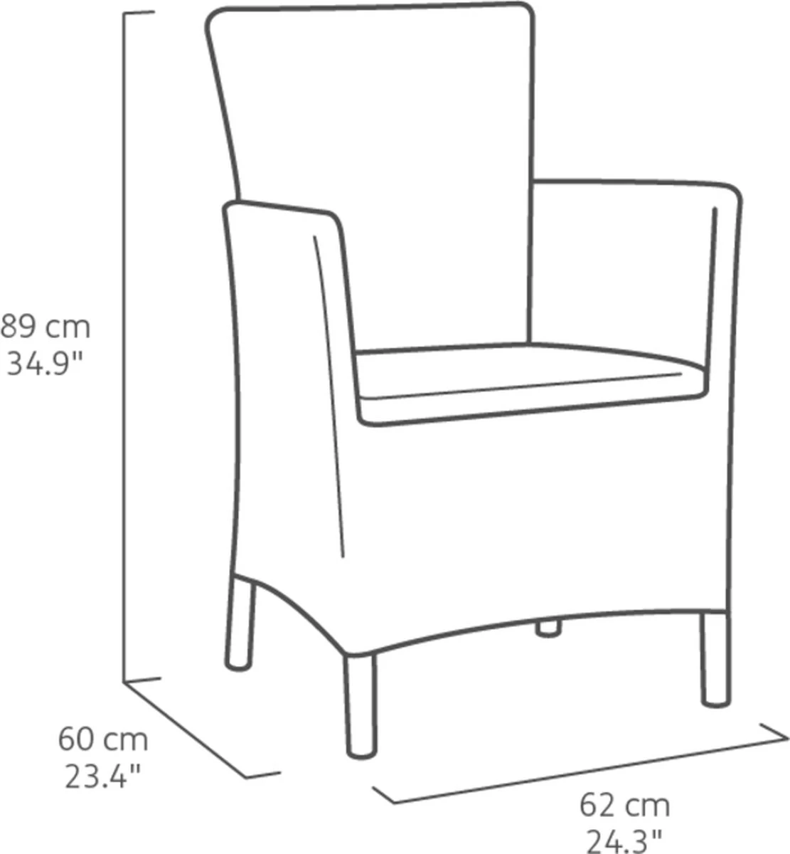 Allibert Iowa Tuinstoel - 60x62x89cm – Grafiet 2 Allibert Iowa Tuinstoel - 60x62x89cm – Grafiet - Afbeelding 2