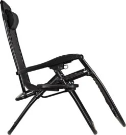 Luxe Ligstoel Met Hoofdsteun & Voetsteun - Verstelbare Rugleuning - Zonnebed Relaxstoel Voor Tuin/Terras/Strand/Balkon/Zwembad/Camping - Inklapbaar - Weerbestendig - Zwart -Tuinmeubel Winkel 1121x1200