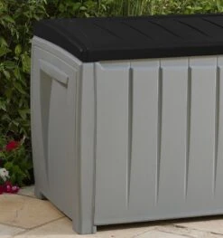 Keter Novel Opbergbox - 340L - 124x55x62.5cm - Grijs -Tuinmeubel Winkel 1127x1200 1