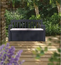 Keter Eden Garden Bench Opbergbank - 265L - 140x60x84cm - Zwart/Grijs -Tuinmeubel Winkel 1132x1200
