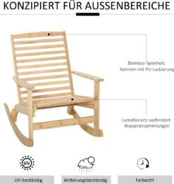 Outsunny Tuin Schommelstoel, Relaxstoel, Tuinstoel, Bamboe Multiplex Naturel 84A-171 -Tuinmeubel Winkel 1134x1200 1