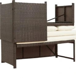 Teamson Home 3-Delig Hoek Loungeset - Tuinmeubelen - Tuinbank - Omvat Tafel En Kussens - Rotan - Bruin/Wit -Tuinmeubel Winkel 1177x1200 4