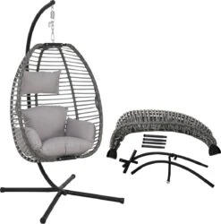 Lowander Egg Hangstoel Cocoon - Voor Binnen & Buiten - Met Standaard - Incl. Kussens -Tuinmeubel Winkel 1185x1200 5