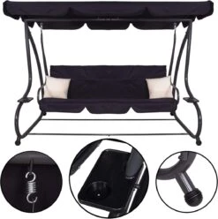 Springos Schommelbank | Linda-Schommel | 3-zits | Waterafstotend | Inclusief 2 Kussens | Verstelbare Luifel | 162 X 200 X 120 Cm | Zwart 24 Springos Schommelbank | Linda-Schommel | 3-zits | Waterafstotend | Inclusief 2 Kussens | Verstelbare Luifel | 162 X 200 X 120 Cm | Zwart -Tuinmeubel Winkel 1194x1200 2