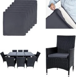 Tectake - Tuinmeubelset - 8 Persoons - Zwart -Tuinmeubel Winkel 1194x1200 5