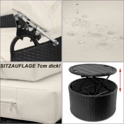 Casaria Polyrattan Zonne-Eiland Ø185cm – Incl. Kussens - Zwart Crème -Tuinmeubel Winkel 1198x1200 10