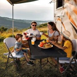 Lenx Klaptafel - Inklapbare Tafel - Opvouwbare Tuintafel - Vouwtafel - Inclusief Handvat En 2 Tafelkleden - 180x75x74cm - 6 Tot 8 Personen -Tuinmeubel Winkel 1199x1200 3