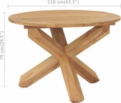 VidaXL Tuintafel Ø110x75 Cm Massief Teakhout -Tuinmeubel Winkel 1200x1025 2