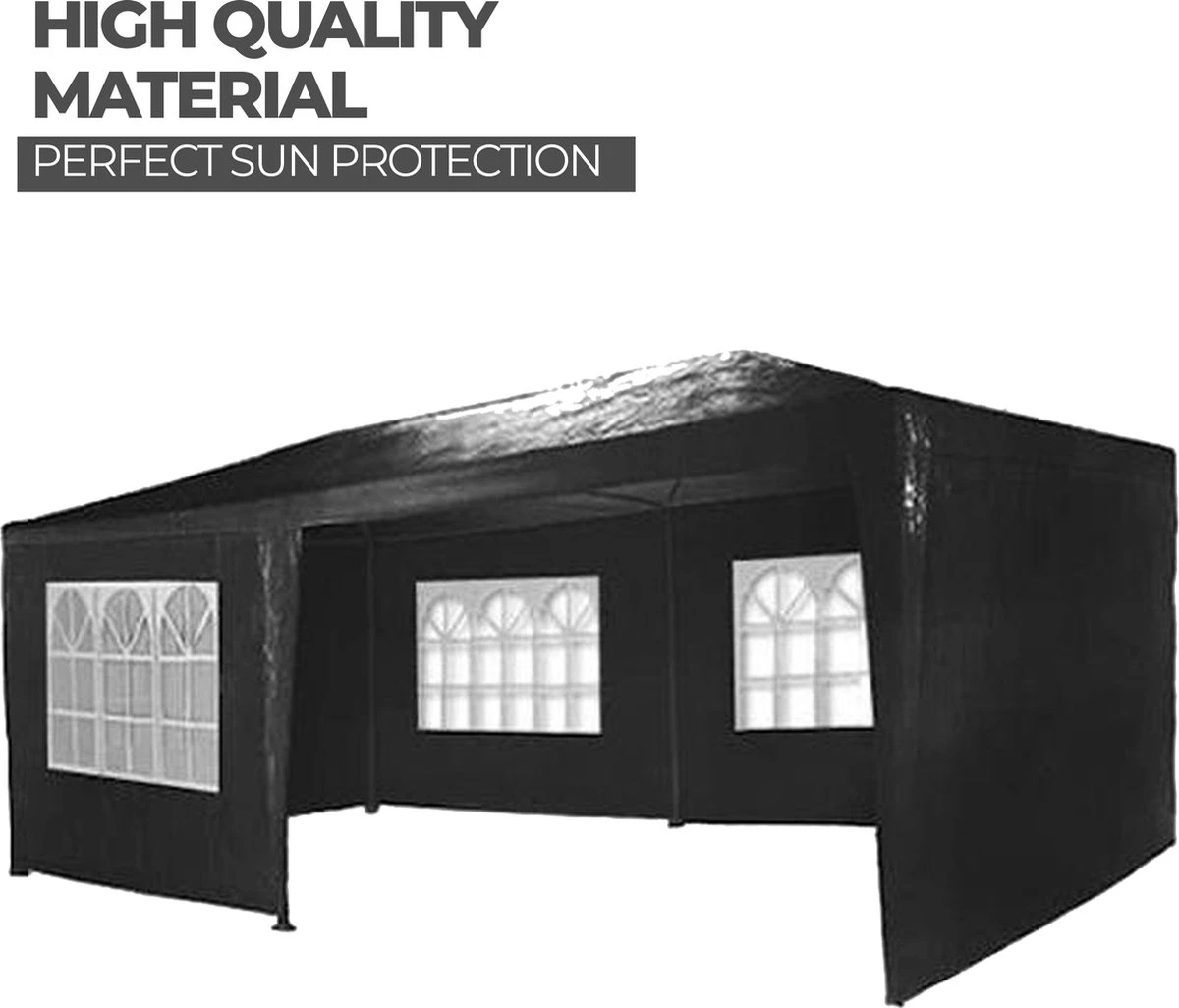 MaxxGarden Partytent - Paviljoen - 3x6m - Incl. Zijwanden - Waterdicht - Zwart 4 MaxxGarden Partytent - Paviljoen - 3x6m - Incl. Zijwanden - Waterdicht - Zwart - Afbeelding 4