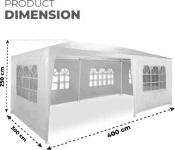 MaxxGarden Partytent - Paviljoen - 300 X 600 X 250 Cm - Met Zijwanden - Waterdicht Pro - 32mm Buizen – Wit -Tuinmeubel Winkel 1200x1030 1