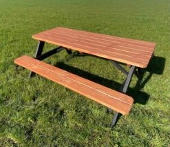 Goedkopepicknicktafels.nl | Zwart Bruine XL Picknicktafel Bruno | Tuintafel 6 Persoons | Bruin Zwart Gespoten Gedroogd Grenen Hout! -Tuinmeubel Winkel 1200x1035