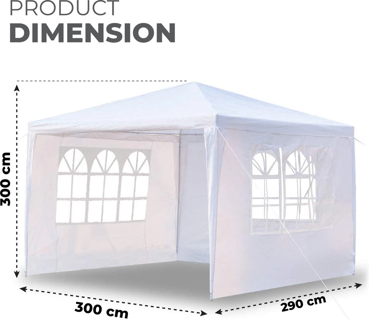 MaxxGarden Partytent - Paviljoen - 3x4m - Incl. Zijwanden - Waterdicht - Wit 2 MaxxGarden Partytent - Paviljoen - 3x4m - Incl. Zijwanden - Waterdicht - Wit - Afbeelding 2
