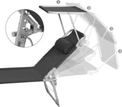 Ligstoel Met Hoofdsteun En Zon Bescherming Verstelbare Rugleuning Inklapbaar Donker Grijs Ligbed Tuin -Tuinmeubel Winkel 1200x1055 1