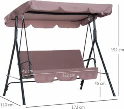 Outsunny Hollywoodschommel 3-zits Tuinschommel Schommelbank Met Dak 3 Kleuren 84A-054 -Tuinmeubel Winkel 1200x1055