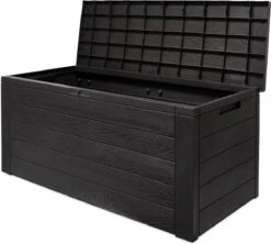 Merkloos Woody Tuin Opbergbox - 324 Liter 45x120x60 Cm - Tuinkussenbox - Antraciet/bruin -Tuinmeubel Winkel 1200x1077