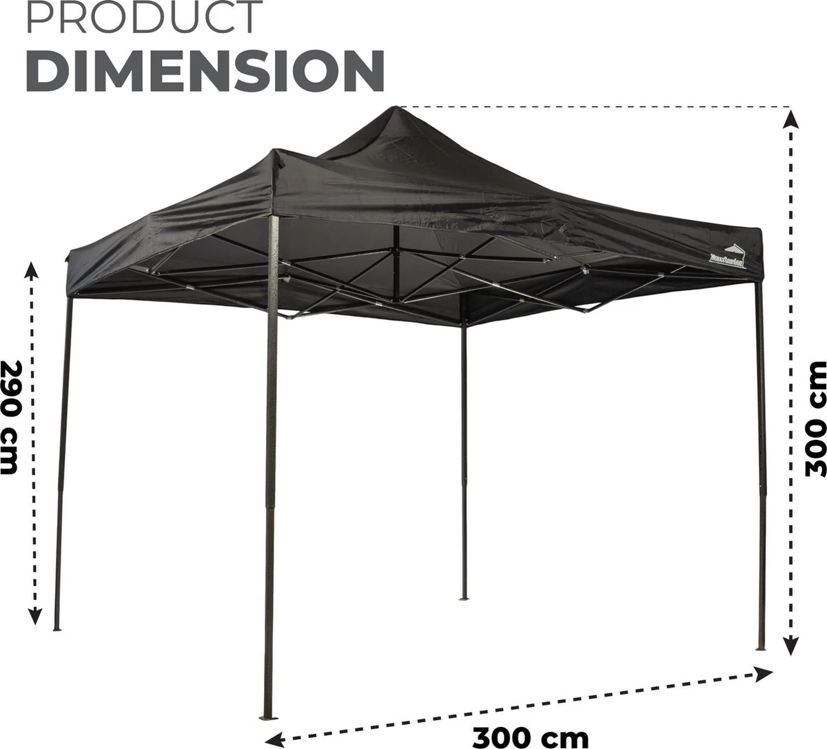 MaxxGarden Easy-up Partytent - 3x3m - Standaard - Waterdicht - Opvouwbaar - Inclusief Draagtas - Zwart 6 MaxxGarden Easy-up Partytent - 3x3m - Standaard - Waterdicht - Opvouwbaar - Inclusief Draagtas - Zwart - Afbeelding 6