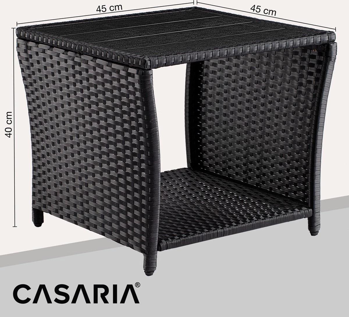 Casaria Polyrattan Bijzettafel - WPC Tafelblad 45x45x40cm – Zwart 8 Casaria Polyrattan Bijzettafel - WPC Tafelblad 45x45x40cm – Zwart - Afbeelding 8