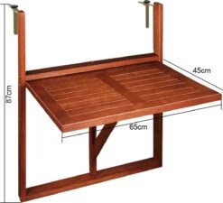 Merkloos Casaria Balkontafel - FSC®-Gecertificeerd Acaciahout – Hangend – Bruin -Tuinmeubel Winkel 1200x1091