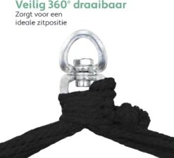 Vita5 XXL Hangstoel - Binnen&Buiten Hangnest - Incl. 2 Kussens En Boekenvak - Volwassenen&Kinderen - Hangmatstoel Tot 225kg - Zwart -Tuinmeubel Winkel 1200x1094 3