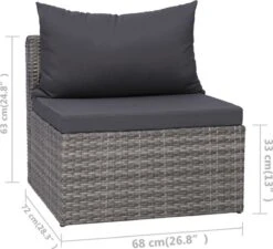 VidaXL 3-delige Loungeset Met Kussens Poly Rattan Grijs 9 VidaXL 3-delige Loungeset Met Kussens Poly Rattan Grijs -Tuinmeubel Winkel 1200x1095