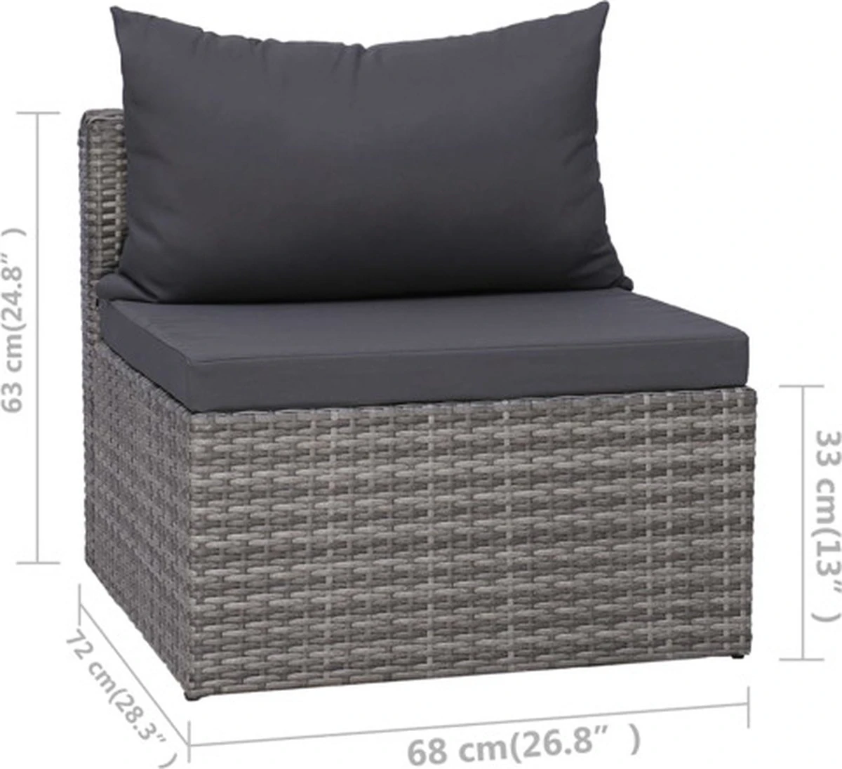VidaXL 3-delige Loungeset Met Kussens Poly Rattan Grijs 3 VidaXL 3-delige Loungeset Met Kussens Poly Rattan Grijs - Afbeelding 3