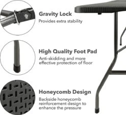 MaxxGarden Vouwtafel - Zwart - Rotanlook - 180x75x74 Cm -Tuinmeubel Winkel 1200x1099