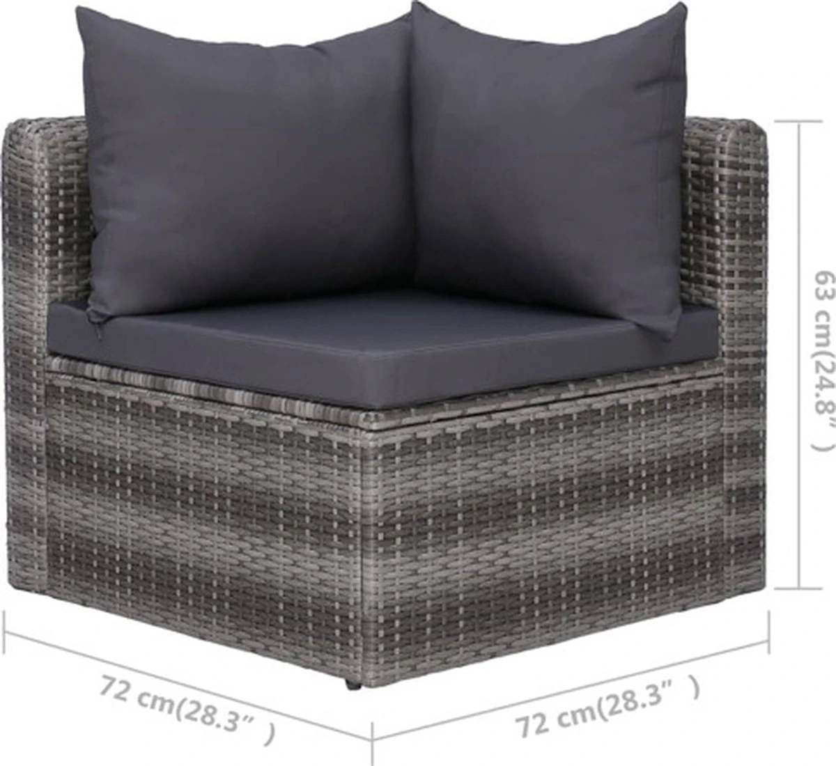 VidaXL 3-delige Loungeset Met Kussens Poly Rattan Grijs 2 VidaXL 3-delige Loungeset Met Kussens Poly Rattan Grijs - Afbeelding 2