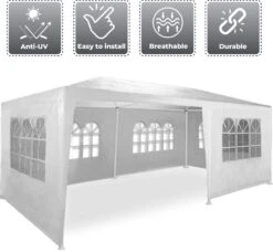 MaxxGarden Partytent - Paviljoen - 300 X 600 X 250 Cm - Met Zijwanden - Waterdicht Pro - 32mm Buizen – Wit -Tuinmeubel Winkel 1200x1108