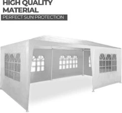 MaxxGarden Partytent - Paviljoen - 300 X 600 X 250 Cm - Met Zijwanden - Waterdicht Pro - 32mm Buizen – Wit -Tuinmeubel Winkel 1200x1119 4