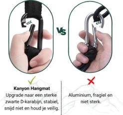 Kanyon Hangmat - Incl. Karabijnhaken En Riemen - Licht Parachutestof - 260 X 140 Cm - Tot 200kg - Groen/Khaki -Tuinmeubel Winkel 1200x1125