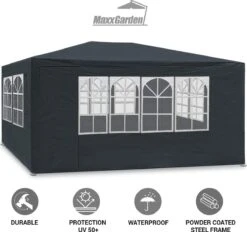 MaxxGarden Partytent - Paviljoen - 3x4m - Incl. Zijwanden - Waterdicht - Antraciet -Tuinmeubel Winkel 1200x1129 3