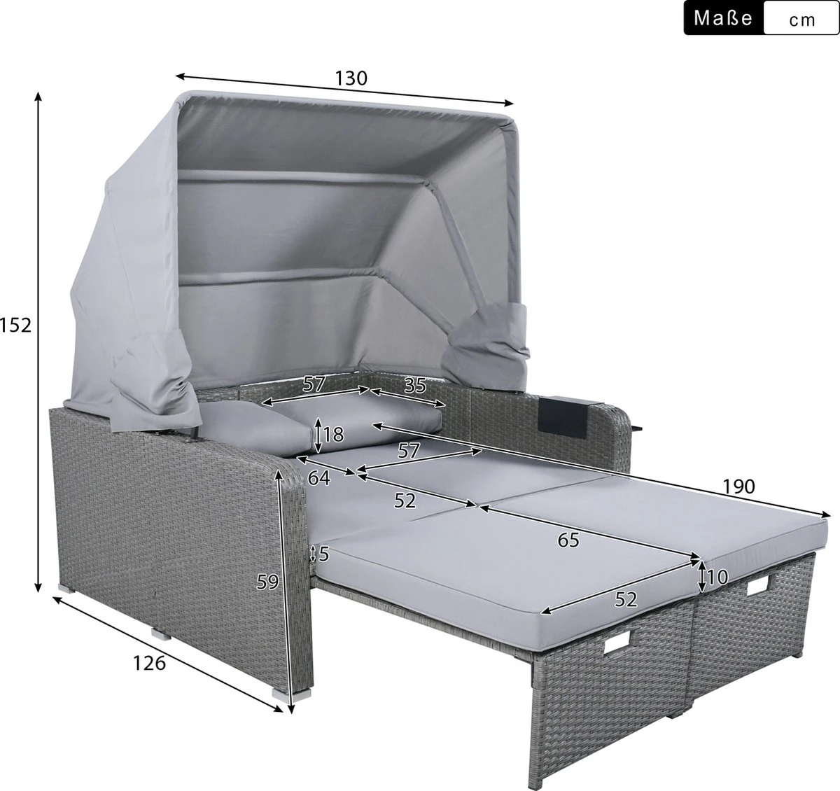 Polyrattan Patio Rieten Meubels Set Voor 2 Personen-Outdoor Rattan Sofa Set Met Intrekbare Luifel-lounge Bank-PE Rotan Loveseat Voor Achtertuin Veranda Tuin Zwembad Balkon-grijs 9 Polyrattan Patio Rieten Meubels Set Voor 2 Personen-Outdoor Rattan Sofa Set Met Intrekbare Luifel-lounge Bank-PE Rotan Loveseat Voor Achtertuin Veranda Tuin Zwembad Balkon-grijs - Afbeelding 9