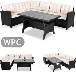 Casaria Polyrattan Tuinset - 15 Delig Voor 6 Personen – Crème Zwart -Tuinmeubel Winkel 1200x1131 8