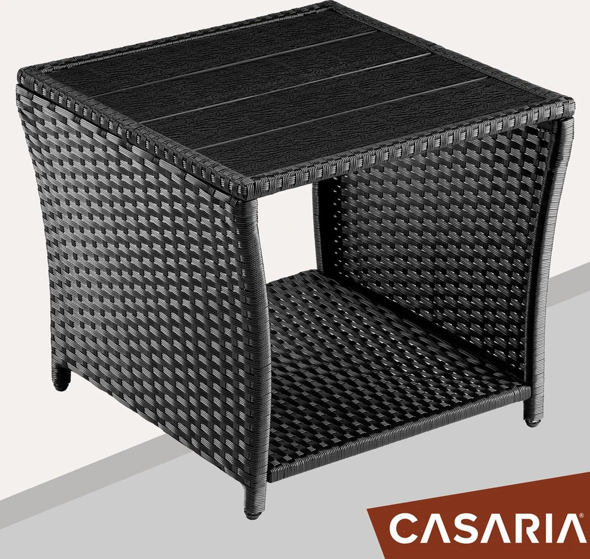 Casaria Polyrattan Bijzettafel - WPC Tafelblad 45x45x40cm – Zwart 3 Casaria Polyrattan Bijzettafel - WPC Tafelblad 45x45x40cm – Zwart - Afbeelding 3