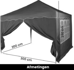 Easy Up Partytent - Partytent - Paviljoen - Partytent Opvouwbaar - Partytent 3x3 - Partytent Met Zijwanden - Inclusief Trolley - Waterdicht - UV 50+ Bescherming - Met Ramen - 16 Kg - Staal - Antraciet - 300 X 300 Cm -Tuinmeubel Winkel 1200x1142 3