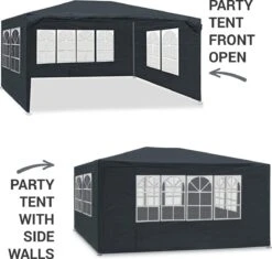 MaxxGarden Partytent - Paviljoen - 3x4m - Incl. Zijwanden - Waterdicht - Antraciet -Tuinmeubel Winkel 1200x1142 4