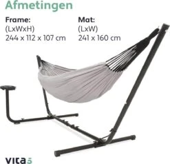 Vita5 Hangmat Met Standaard – 2 Persoons – Incl. Bekerhouder – 205kg Draaggewicht – Grijs 17 Vita5 Hangmat Met Standaard – 2 Persoons – Incl. Bekerhouder – 205kg Draaggewicht – Grijs -Tuinmeubel Winkel 1200x1155 4