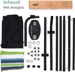 Vita5 Hangmat Met Standaard – 2 Persoons – Incl. Bekerhouder – 205kg Draaggewicht – Groen/Blauw -Tuinmeubel Winkel 1200x1158 5