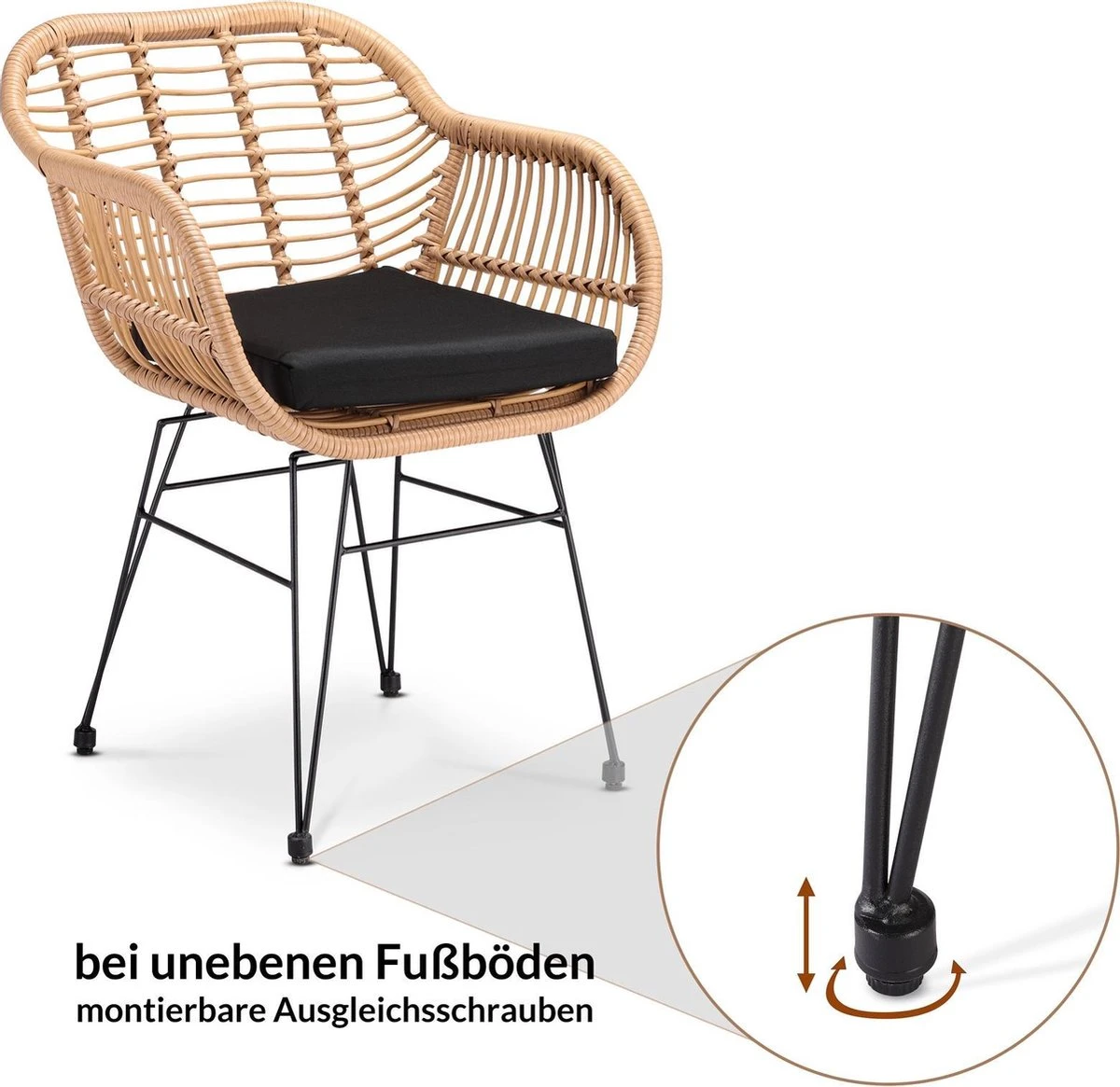 Casaria Polyrotan Kuipstoel Bali - Met Kussens – 2 Stuks 10 Casaria Polyrotan Kuipstoel Bali - Met Kussens – 2 Stuks - Afbeelding 10