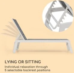 Blumfeldt Renazzo Lounge Ligstoel - Ligbed Voor De Tuin - Aluminium Tuinstoel - 6 Standen - Waterafstotend - Bekleding Van 70 % Pvc En 30 % Polyetheen - Grijs -Tuinmeubel Winkel 1200x1171 3