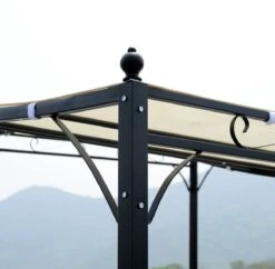 Outsunny Pergola Partytent Paviljoen Overkapping Tent Metaal Crème 297x297 Cm 84C-038 -Tuinmeubel Winkel 1200x1175 2