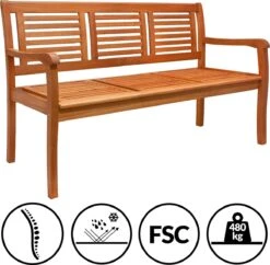 Casaria Tuinbank - FSC®-Gecertificeerd Eucalyptushout - 153cm Bruin -Tuinmeubel Winkel 1200x1176